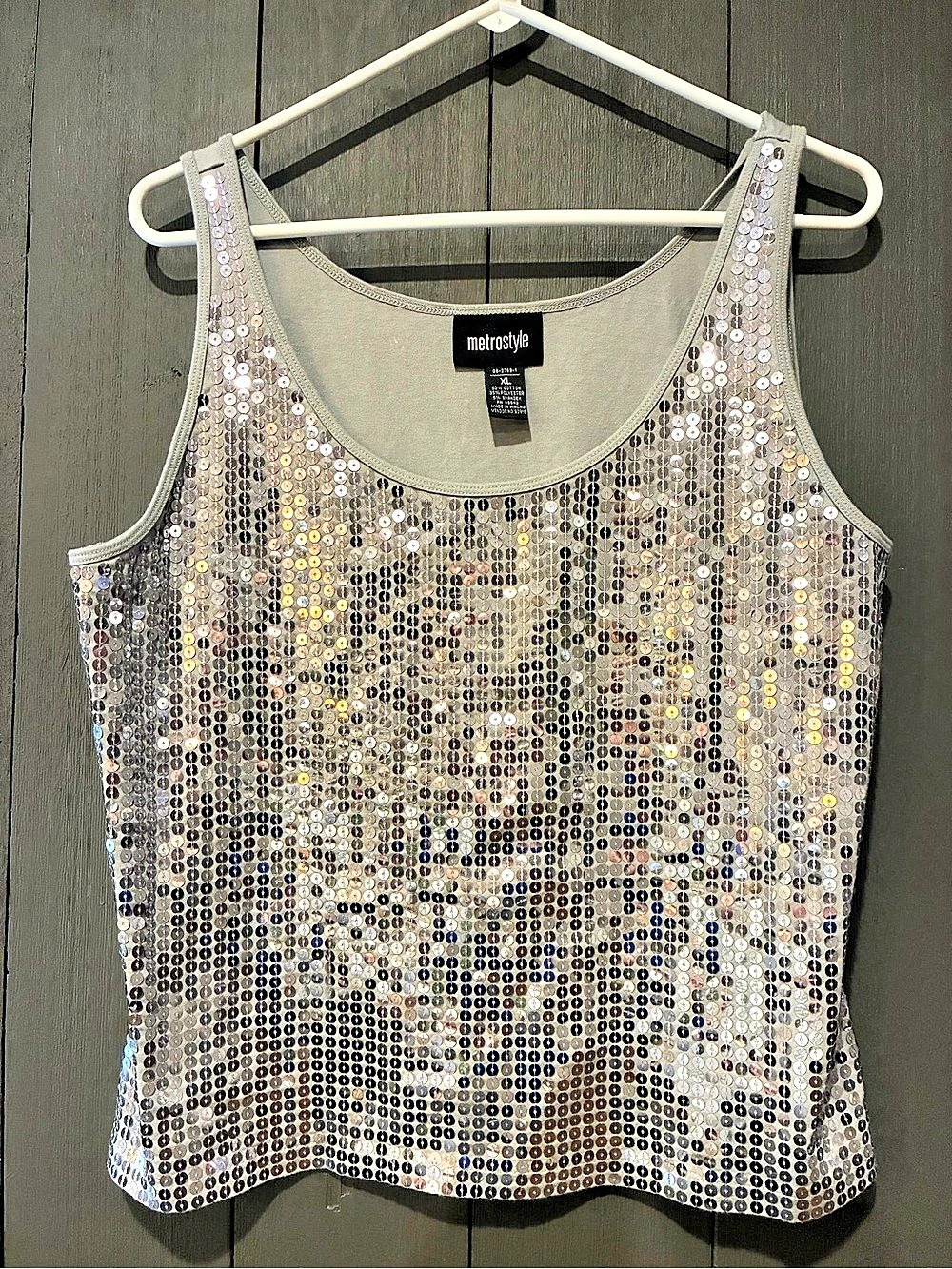 reFRESH Sequin Tank Top in Gray & Silver Size XL Like New
